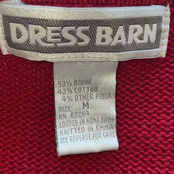 Vintage Red Knit Cardigan Geometric Squares Gold Button Front Retro Sweater M - Picture 9 of 10